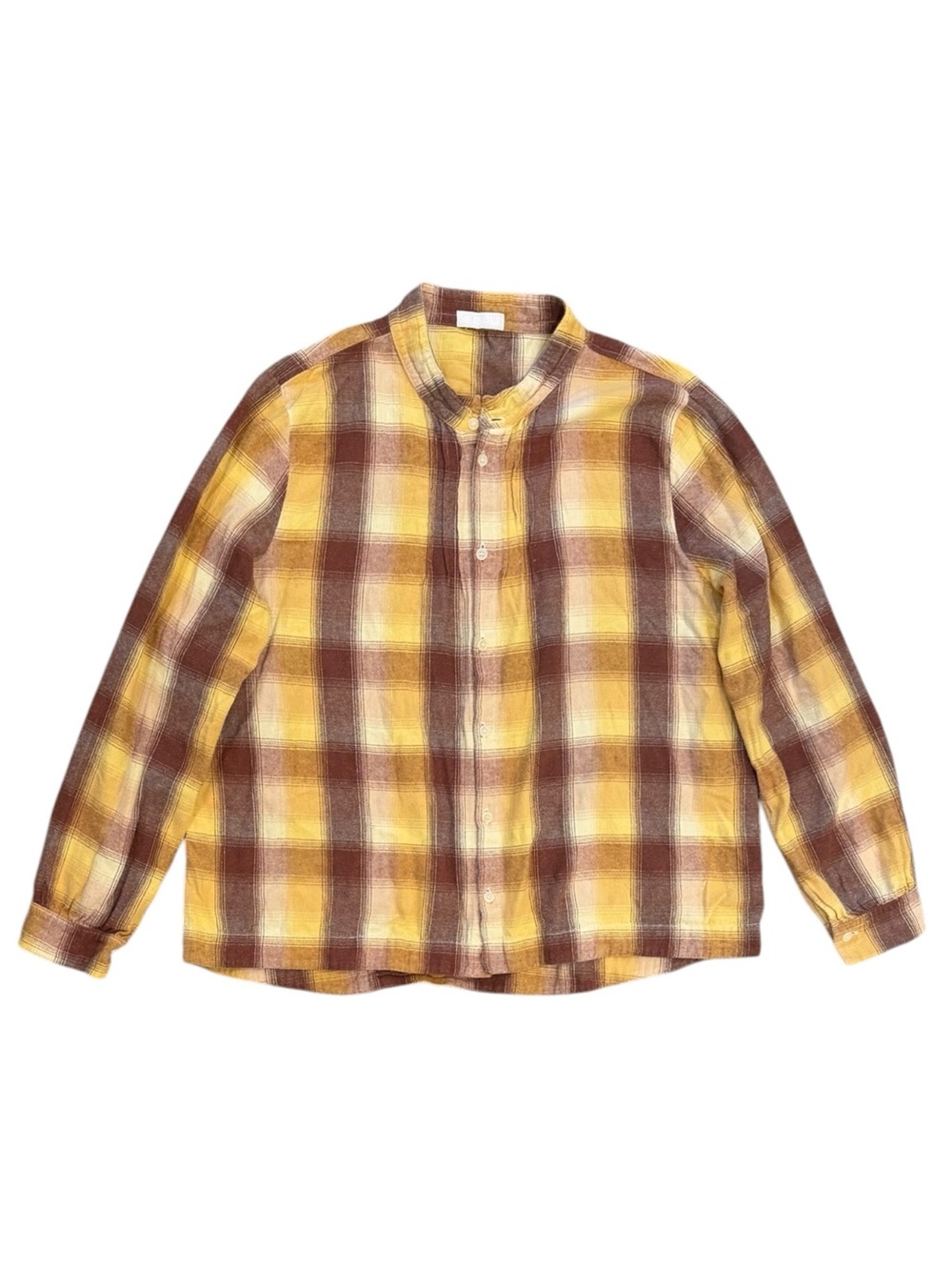 Free People x CP Shades Plaid Band Collar Button Down Top